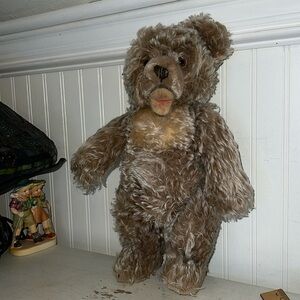 Vintage Steiff squeaker fully jointed swivel head mohair bear zotty 16”